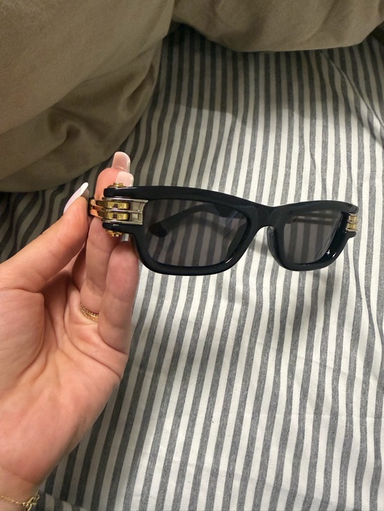 Bottega Veneta Black Sunglasses with Gold Temple Accents BOLT SQUARED